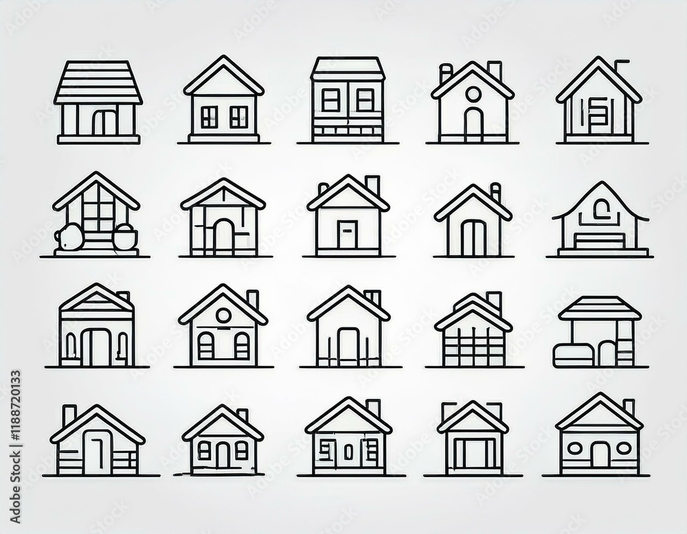 Fototapeta premium home line icons 256 x 256