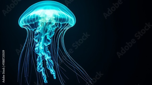 A blue jellyfish with long tentacles