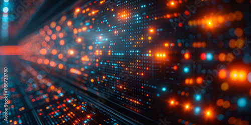 Abstract View of Glowing Data Streams and Digital Lights in Futuristic Technology Concept  
