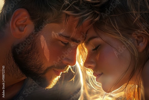 Intimate conversation, a man and woman share a moment, their faces illuminated, expressions revealing connection and emotion.