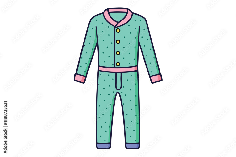 Colorful dotted thermal pajamas with button closures displayed on white background, ideal for sleepwear and cold weather themes
