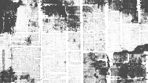 Newspaper paper grunge texture. Vector white and black newspaper paper grunge texture. Newspaper with old grunge vintage unreadable paper texture background.	