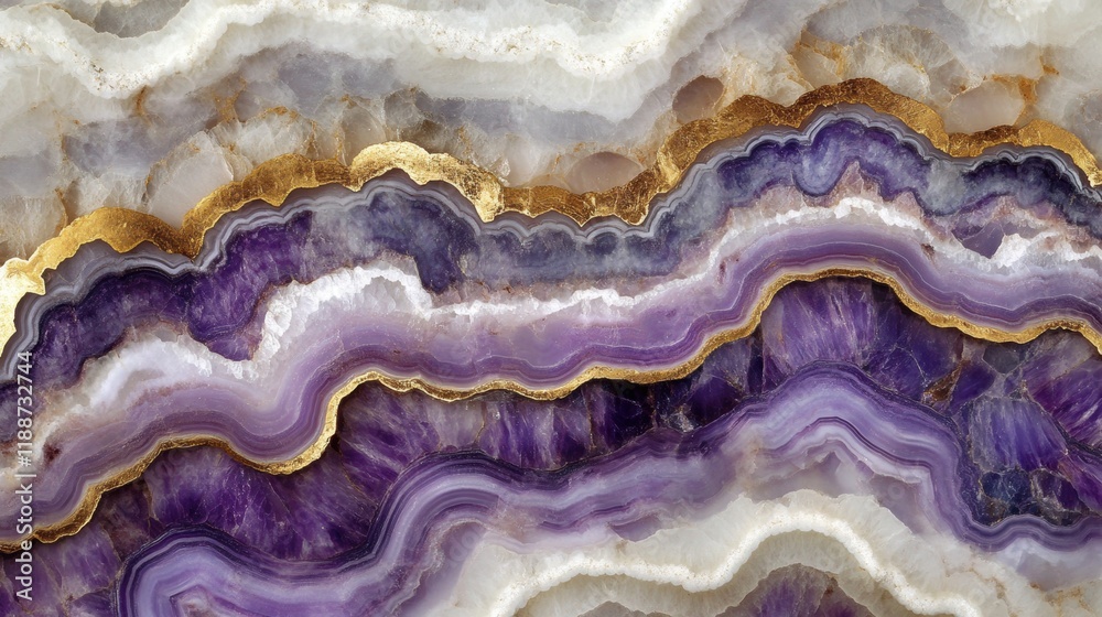 Fototapeta premium Multicolor Agate Stone with Stunning Purple and Gold Patterns