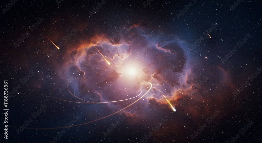 Cosmic Nebula Shooting Stars Galaxy Space Background