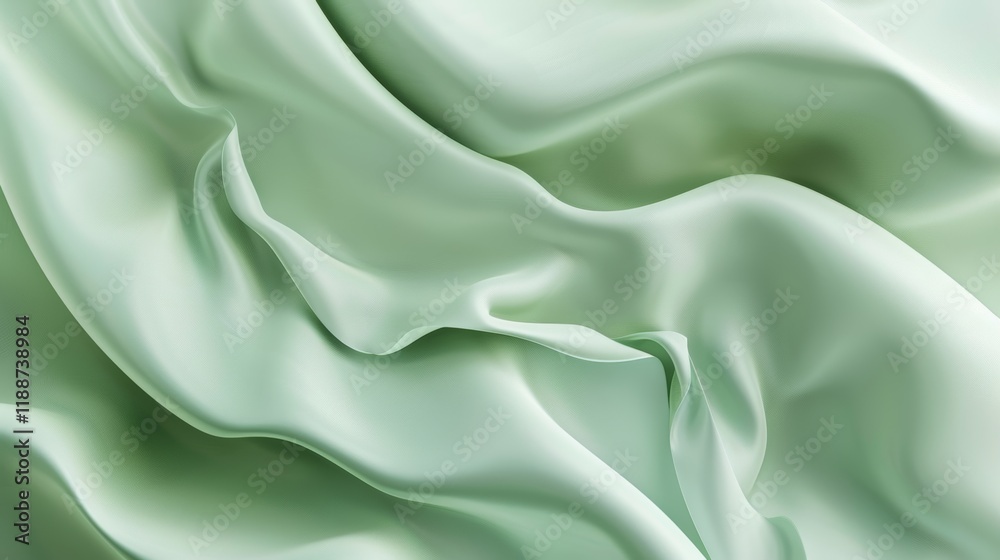 Obraz premium Abstract Green Silk Drape Wallpaper