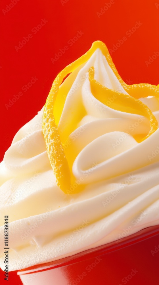 Close-up of a Whipped Cream Dessert with Orange Zest: A Refreshing Treat for a Summer Day Close-up of a Whipped Cream Dessert with Orange Zest: A Refreshing Treat for a Summer Day