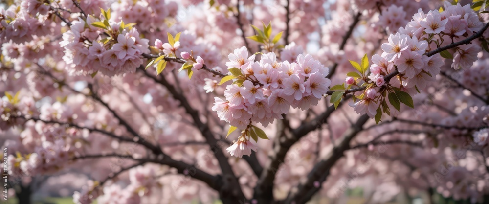 Cherry blossoms in full bloom on tree branches outdoors. Cherry blossoms in full bloom on tree branches outdoors.