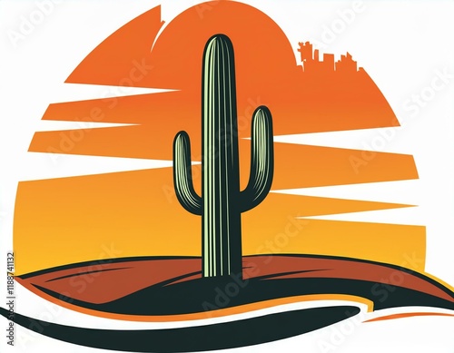 Western-Themed Cactus Desert Logo Concept photo