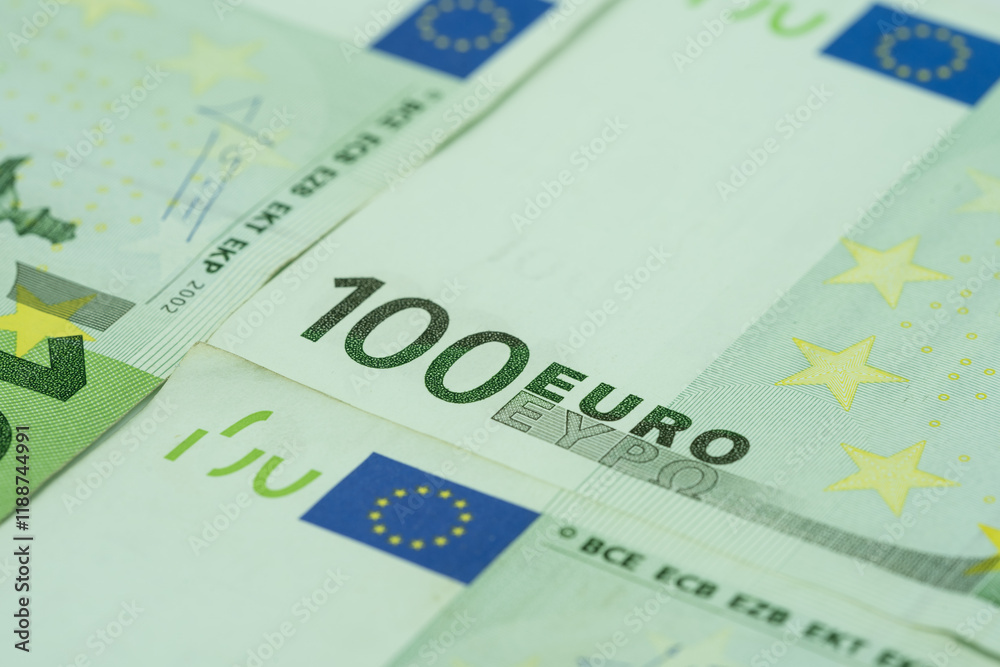 European currency euro. sequentially lined up close-up European currency euro. sequentially lined up close-up