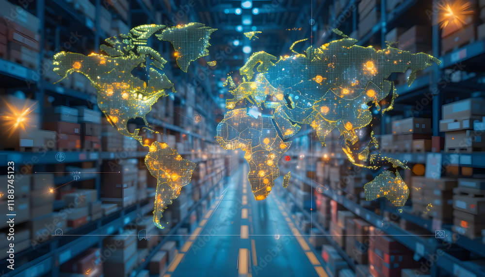 Obraz premium Optimizing Global Supply Chains with AI Technology