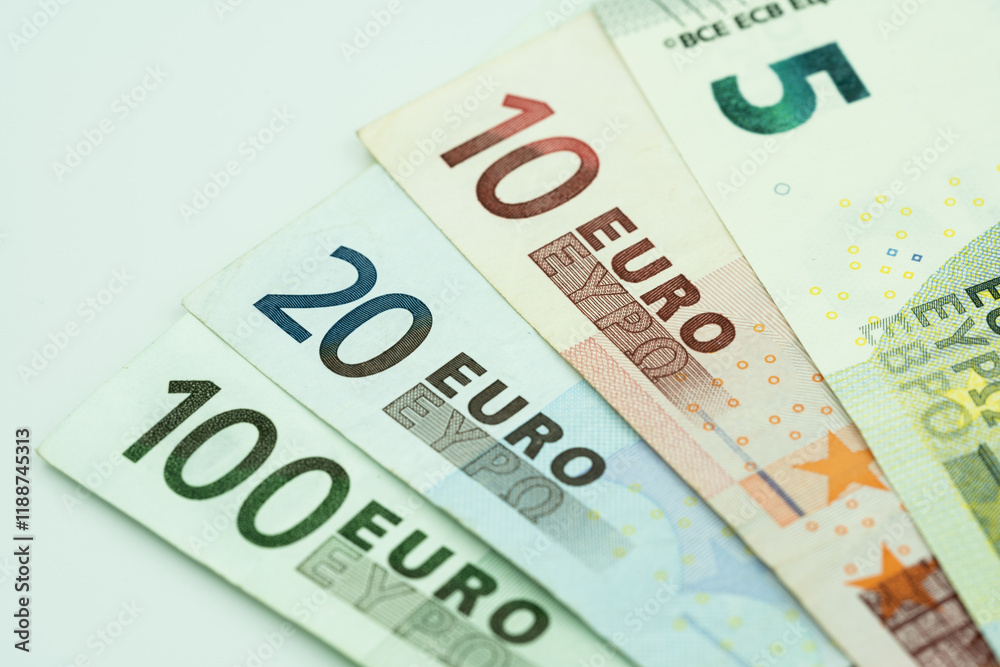 European currency euro. sequentially lined up close-up European currency euro. sequentially lined up close-up