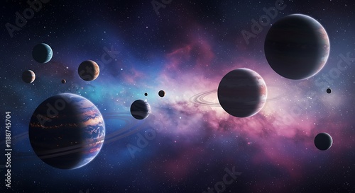 Cosmic Planetary System Nebula Background Space Exploration Galaxy Art