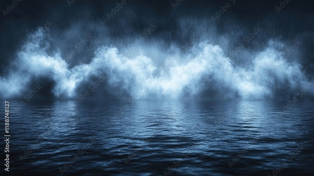 Obraz premium Moody Night Scene with Dark Water and Fog