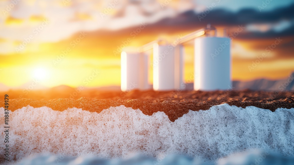 Obraz premium CO2 sequestration visualized as underground storage solutions