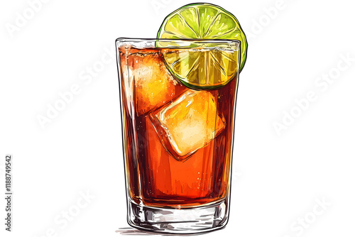 Refreshing Rum and Coke Cocktail with Lime