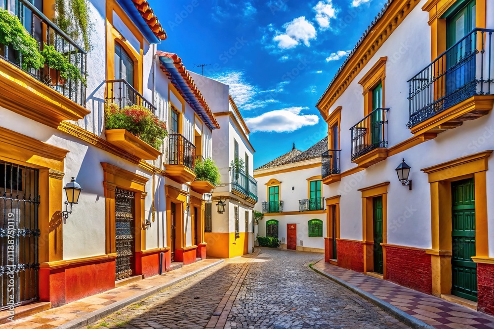 Fototapeta premium Andalusian Architecture: Sunny Street Scene in Spain - Travel Photography