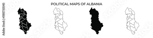 Political maps of Albania showcasing regional divisions and boundaries