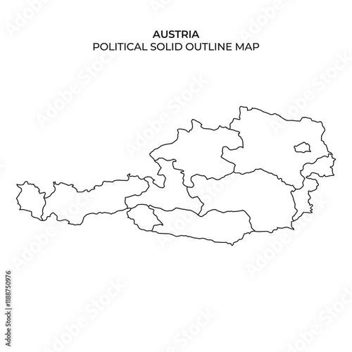 Political outline map of Austria for educational use