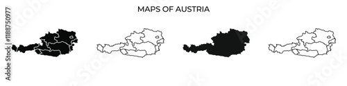 Maps outlining regions of Austria in a clear visual representation