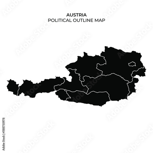Outline map of Austria highlighting political divisions and regions