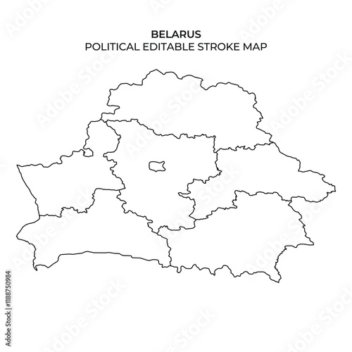 Political edit map of Belarus with highlighted regions and outlines