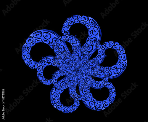 octopus tentacles creating seamless marine pattern on black background photo