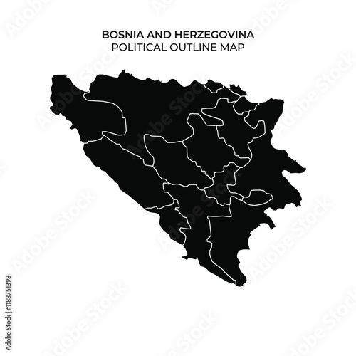 Outline map of Bosnia and Herzegovina showing political divisions