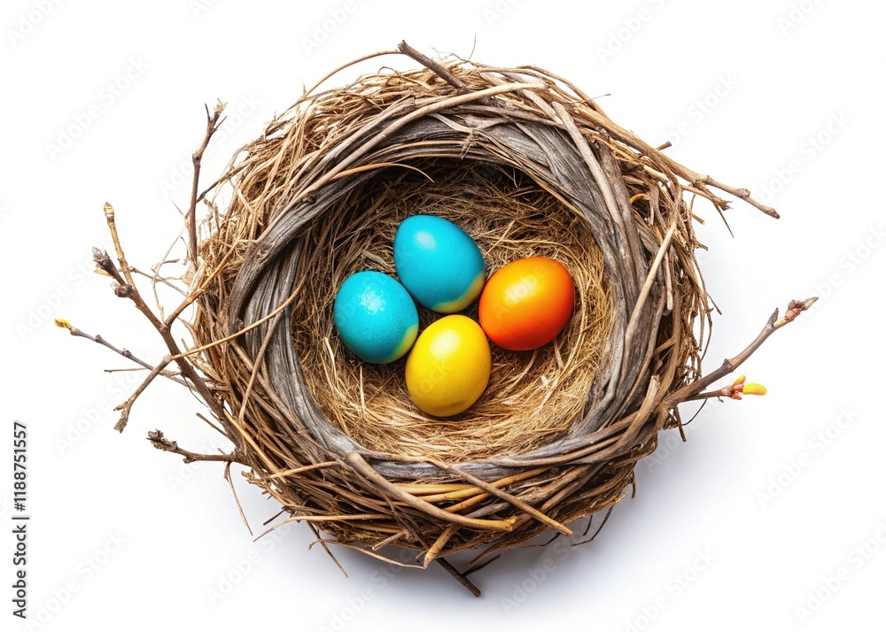 Obraz premium Bird's Nest Top View, Isolated, Colorful, High-Resolution Photo