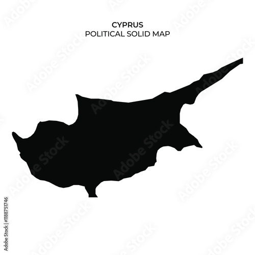 Solid map outline of Cyprus showcasing its geographical features