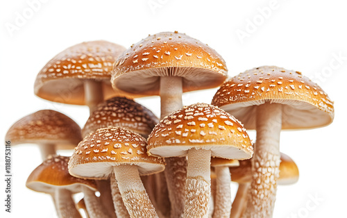 Mushrooms realictic macro photo on white background  photo