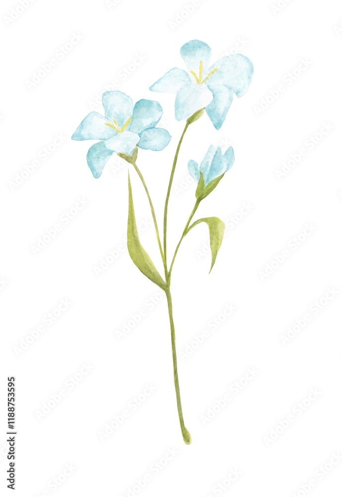 Obraz premium Abstract blue flowers, hand-painted in watercolor