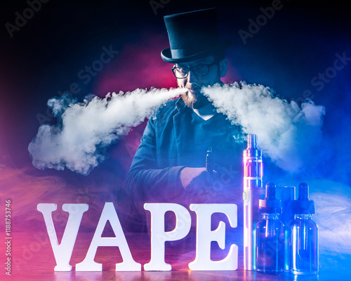 Man smokes vape. Vaper guy ...