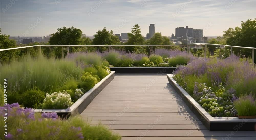 Rooftop Garden with Herbal Aromatherapy Elements