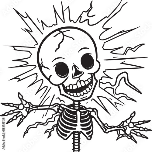 Funny Skull Electric Shock Expression for Switch Sticker DIY Home Decor Self-Adhesive Artwork vector editable logo Wall Sticker wallpaper t-shirt design multipurpose high definition format