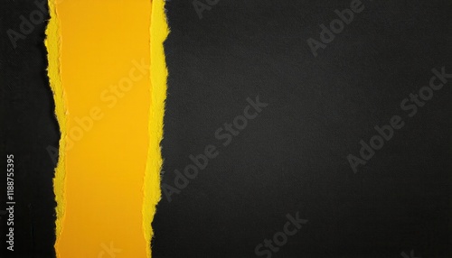 torn black paper revealing vibrant yellow background with textured edges, minimalist graphic design for branding or creative projects

 photo