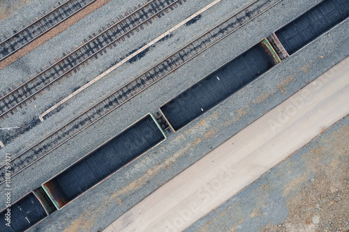 фотографія Transportation magnetite of iron concentrate, ore in packing bags is loaded into