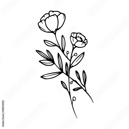 Minimalist Hand Drawn Floral Bouquet Illustration