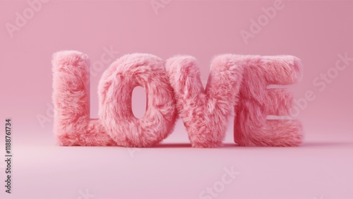 Pink fluffy text, Love typography, Soft furry letters, Valentine's day concept, Romantic 3D render, Pastel pink background, Plush texture, Cute typography design, Cozy lettering, Fuzzy font, Dreamy ae