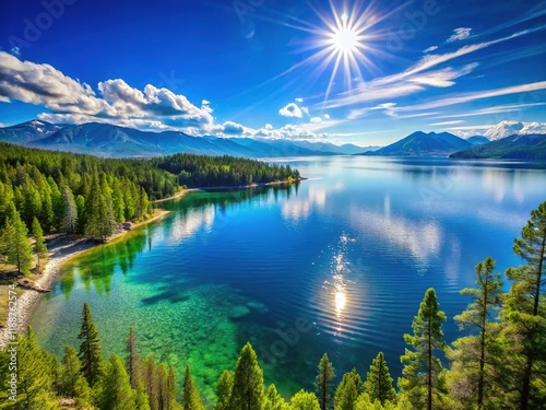 Flathead Lake Montana Panoramic Nature Photography: Stunning Scenery, Breathtaking Views, Crystal Clear Waters