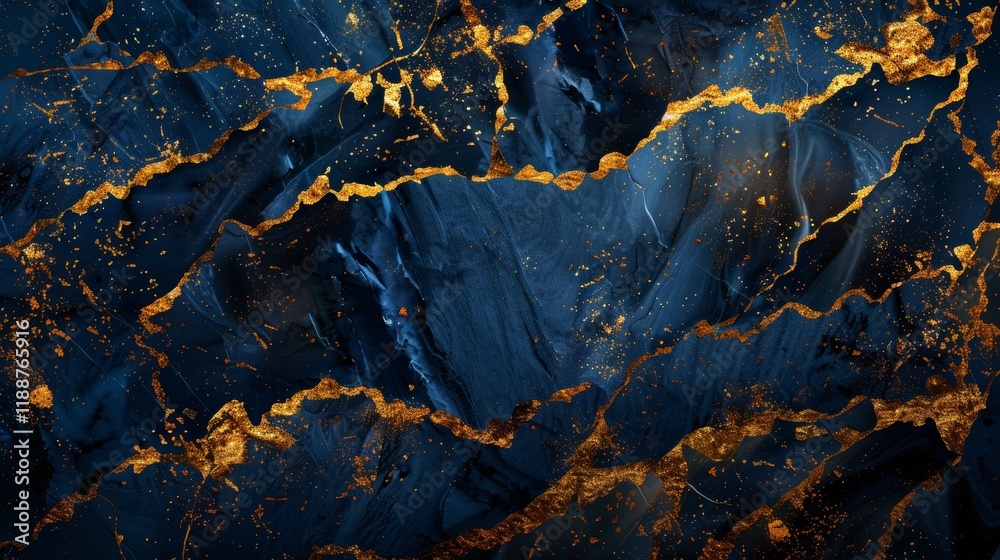 Fototapeta premium Abstract Blue and Gold Marble Texture Wallpaper