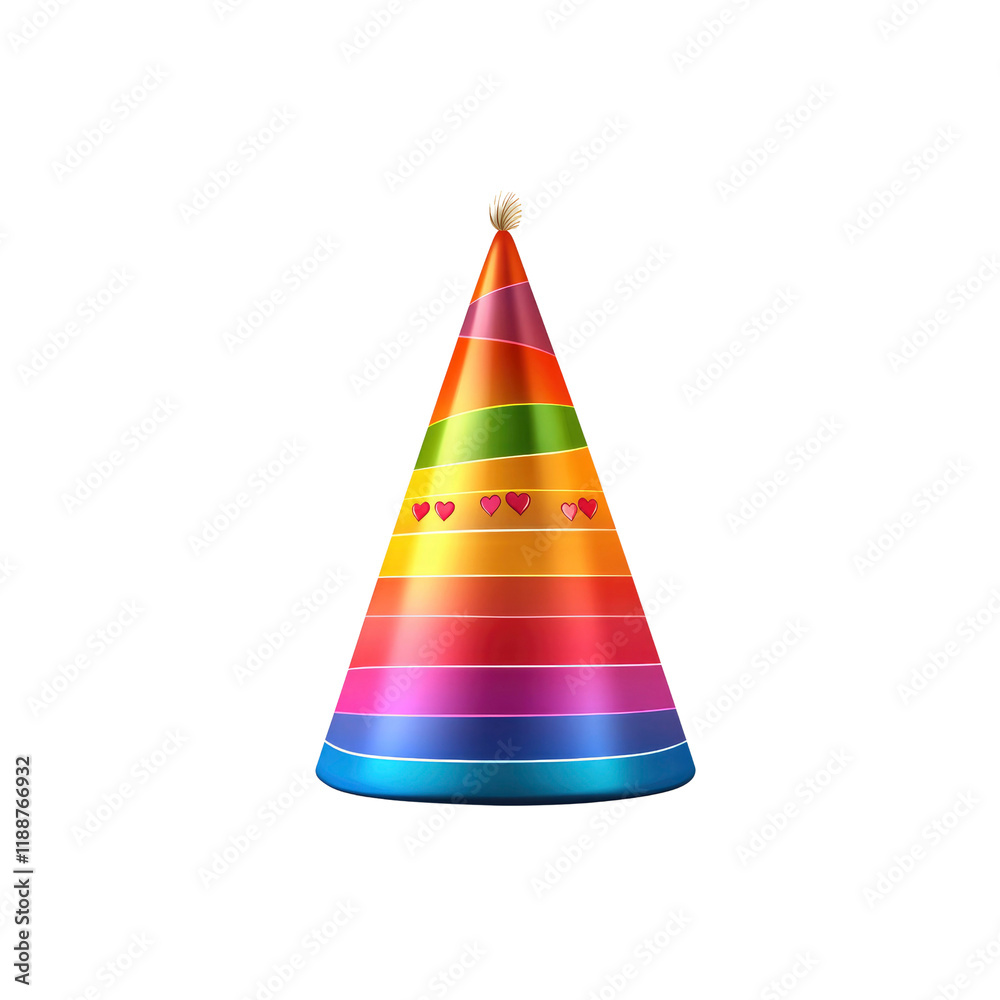 Rainbow Party Hat with Hearts - Festive Celebration Decoration Rainbow Party Hat with Hearts - Festive Celebration Decoration