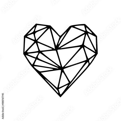 a line art drawing of a heart shaped diamond