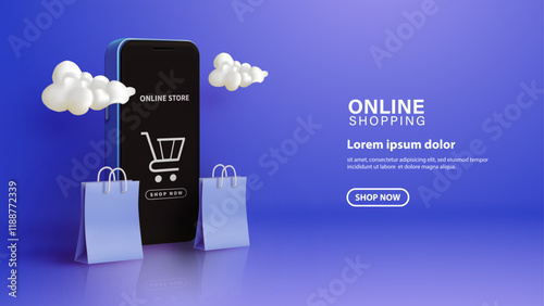 online shopping concept illustration, mobile phone store