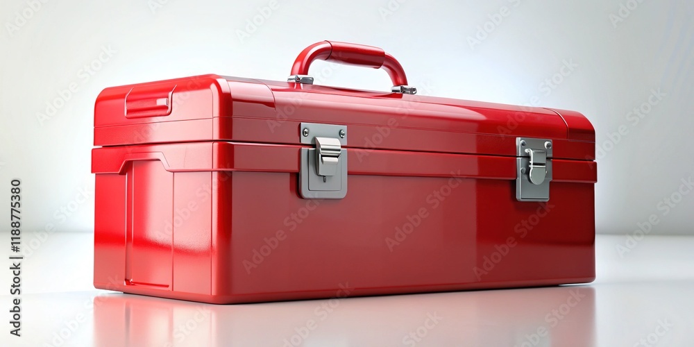 Red Toolbox on White Background - Professional Stock Photo
