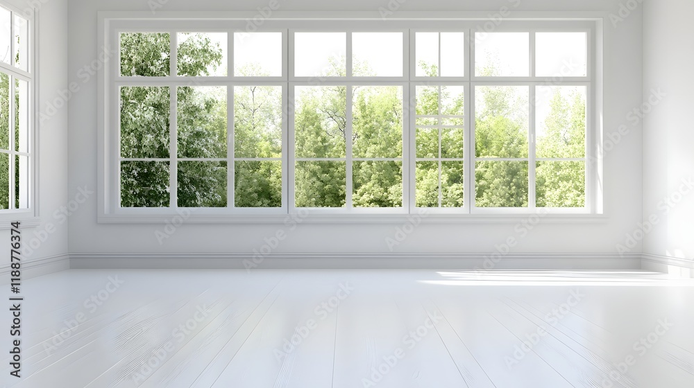 Fototapeta premium Minimalistic White Room with Seamless Walls and Flat Floor Creating an Open and Clean Atmosphere