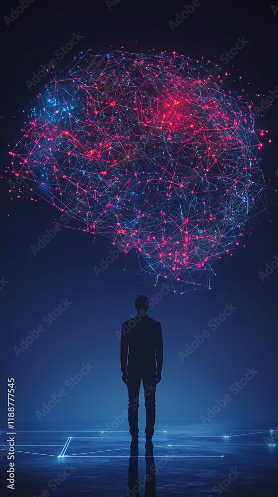 Fototapeta premium a human teacher presenting a lesson while an AI assistant projects 3D visualizations of the concepts in the air