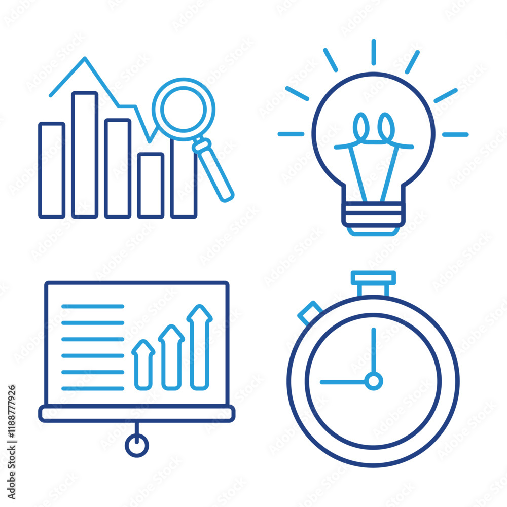 Business and Data Analysis Interpretation in Bold Line Illustration Business and Data Analysis Interpretation in Bold Line Illustration