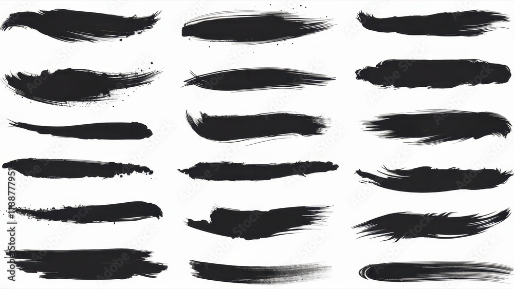 Black brushstrokes, ink splatters, grunge texture, abstract paint strokes, artistic elements, monochrome design, rough edges, dynamic brush marks, varied line thickness, expressive calligraphy, minima Black brushstrokes, ink splatters, grunge texture, abstract paint strokes, artistic elements, monochrome design, rough edges, dynamic brush marks, varied line thickness, expressive calligraphy, minima