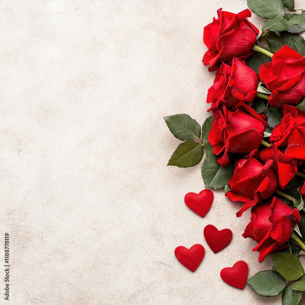 Romantic Red Roses and Hearts Valentines Day Background Romantic Red Roses and Hearts Valentines Day Background
