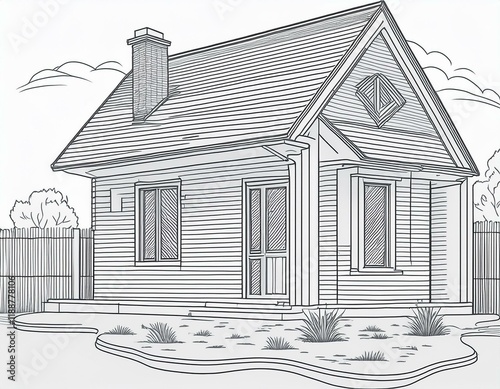 Linear architectural sketch detached house